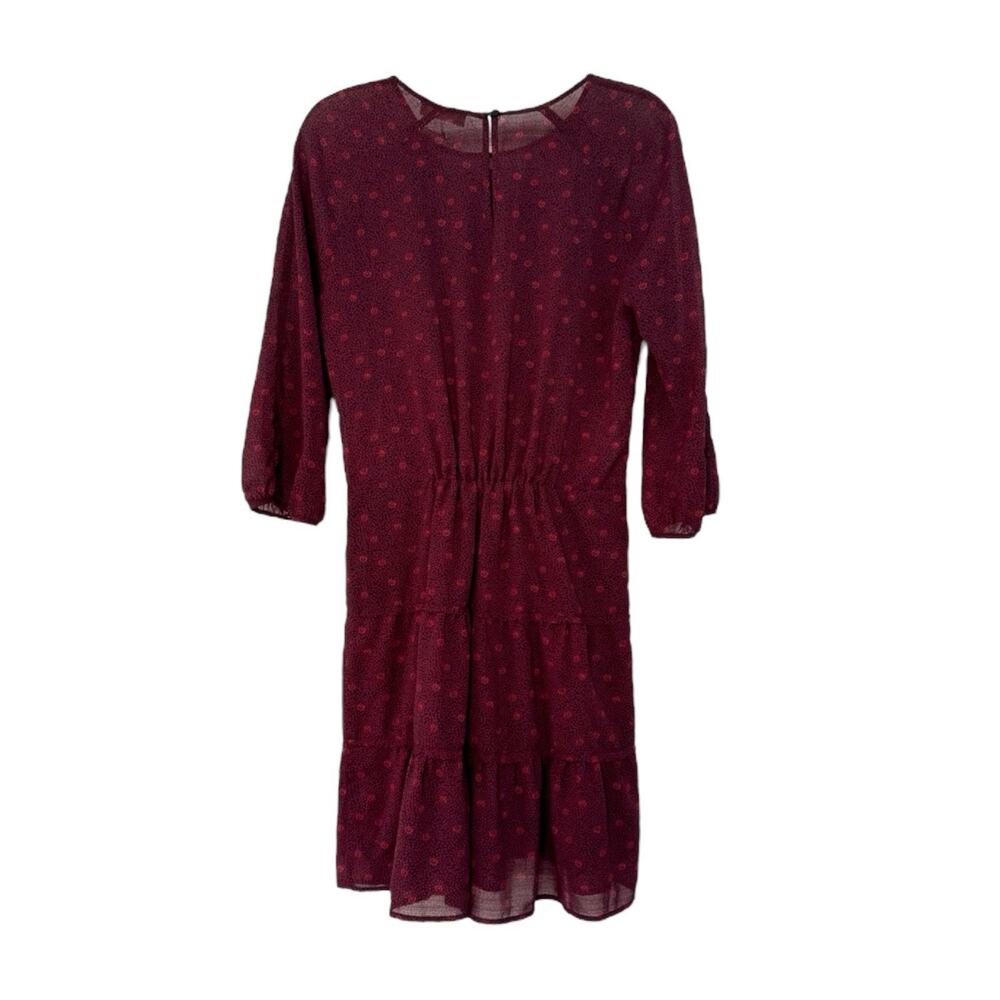 Ba&sh Dress Burgundy Floral Ruffle Tiered Prairie Country Bash 1 US Size 4 Small